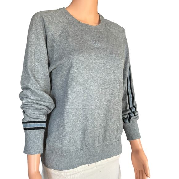 360 Cashmere Size S Gray Stripe Cotton Crewneck Long Sleeve Sweatshirt - Picture 1 of 5